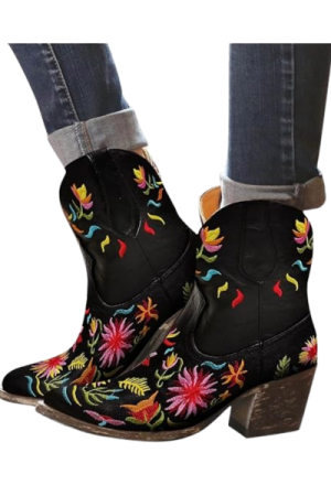 Bottes cowboy femme Daim Noir 9-10.5- image principale - chic botte femme