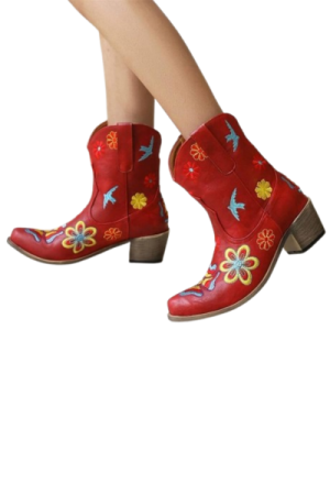 Bottes cowboy femme Daim Rouge 9-10.5- image principale - chic botte femme