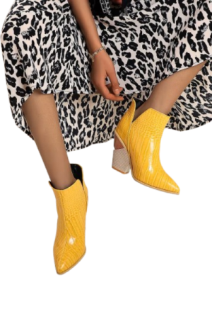 Bottes cowboy femme cuir Jaune - image principale - chic botte femme