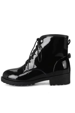 Bottes cuir à lacets femme noir - image principale- chic botte femme