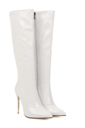 Bottes en cuir d'agneau italienne Blanc 3-8 - image principale - chic bottes femme