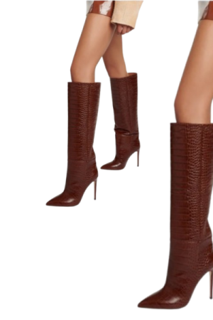 Bottes italienne femme cuir Marron1 - 40-43- image principale - chic botte femme