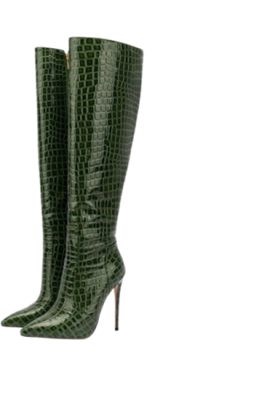 Bottes italienne femme cuir Vert 35-39- image principale - chic botte femme