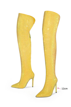 Botte en cuir suède Jaune - image principale - chic bottes femme
