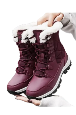 Bottes d'hiver crampons intégrés rouge- image principale - chic bottes femme