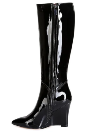 Bottes hautes vernies noires - image principale - chic bottes femme