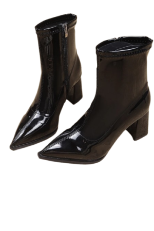 Bottes noires talons carrés - image principale - chic bottes femme