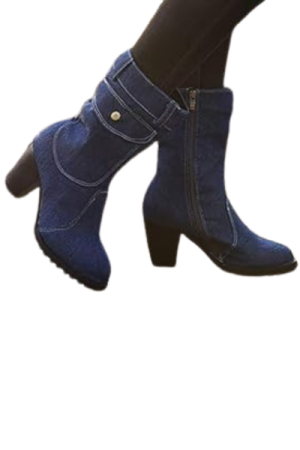 Bottines bleu marine femme à talon - image principale - chic bottes femme