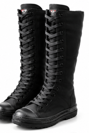 Bottes montantes femme en toile à lacets - semelle vulcanisée