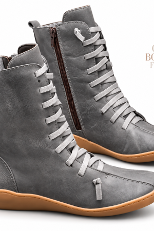 Bottes mi‑mollet en cuir naturel souples pour femme