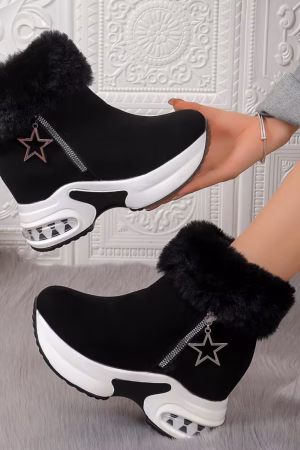 Bottes compensées à fourrure, talon plateforme hiver — vue principale