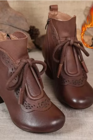 Bottes d'hiver femme cuir PU, fourrées ou non, talon bloc élégant — vue principale