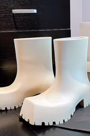 Bottes de pluie femme plateforme en PU, semelle crantée — vue principale