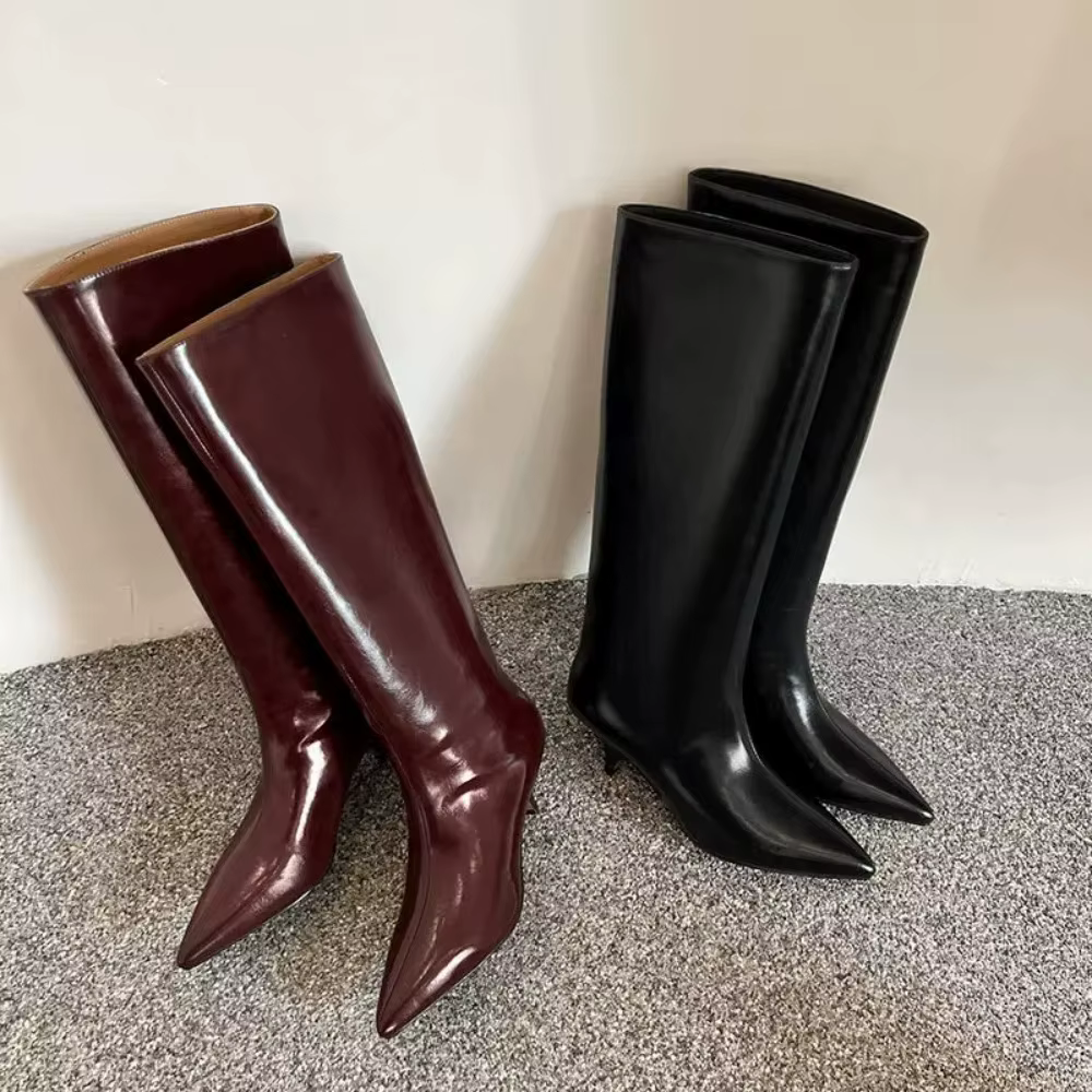 Bottes hautes femme bout pointu talon bas élégantes count(title)% Bottes hautes femme bout pointu talon bas élégantes — vue principale