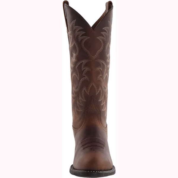 Bottes western mi-mollet homme en cuir PU, motif brodé, talon moyen — vue de detail