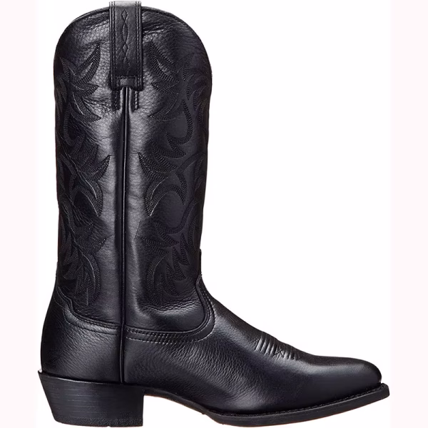 Bottes western mi-mollet homme en cuir PU, motif brodé, talon moyen — vue d'ensemble