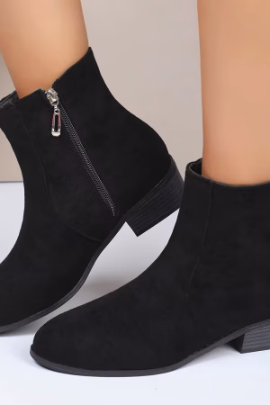 Bottines femme daim chaudes, zip latéral, talon mi-haut 2024 — vue principale
